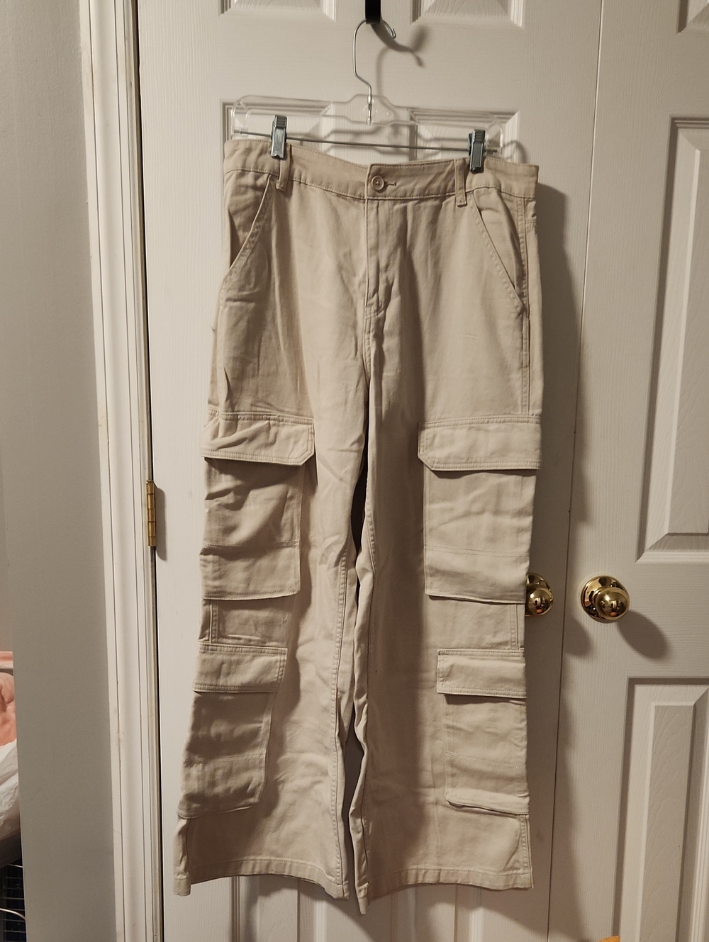 H&M Light Beige Wide Leg Cargo Pants - 10